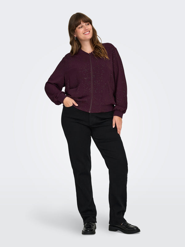 Leichte festliche Blousonjacke mit Glitzer Effekt - Bordeaux/Silber