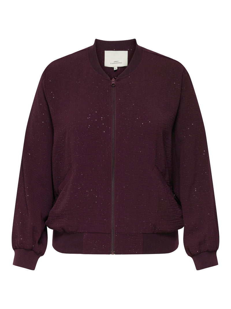 Leichte festliche Blousonjacke mit Glitzer Effekt - Bordeaux/Silber