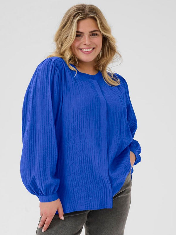 Leichte strukturierte Bluse aus Viskose - Royalblau
