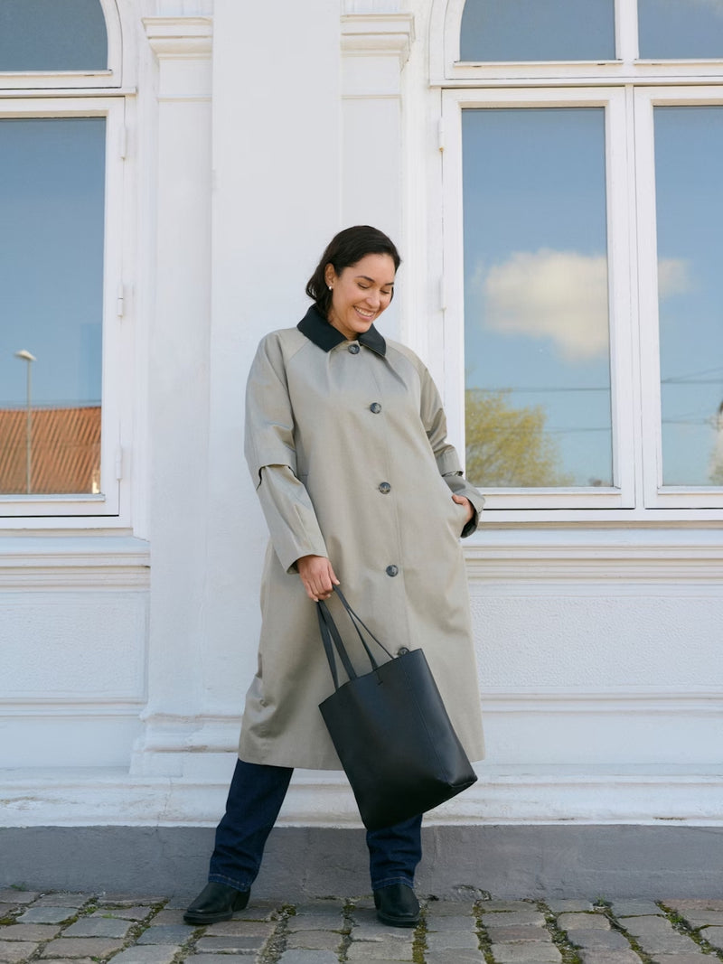 A-Line Trenchcoat mit Kragendetail - Grau