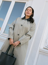 A-Line Trenchcoat mit Kragendetail - Grau