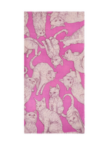Schal mit Katzen-Print - Pink/Off-White