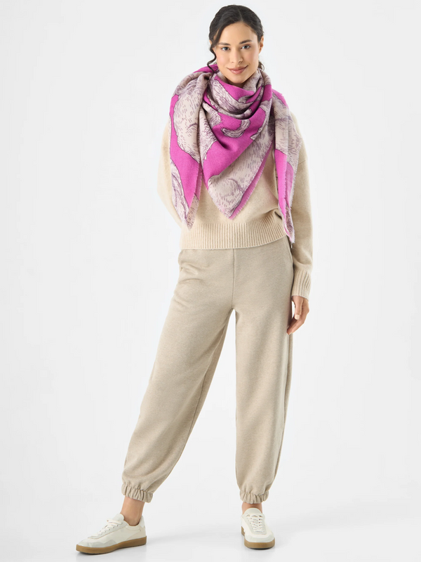 Schal mit Katzen-Print - Pink/Off-White