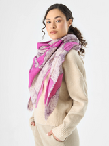 Schal mit Katzen-Print - Pink/Off-White