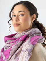 Schal mit Katzen-Print - Pink/Off-White