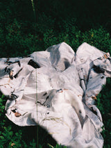 Silk fabric with lettering - ice gray/multi