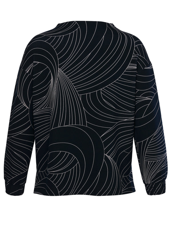 Elegantes Sweatshirt aus Scuba-Jersey - Dunkelblau/Weiß
