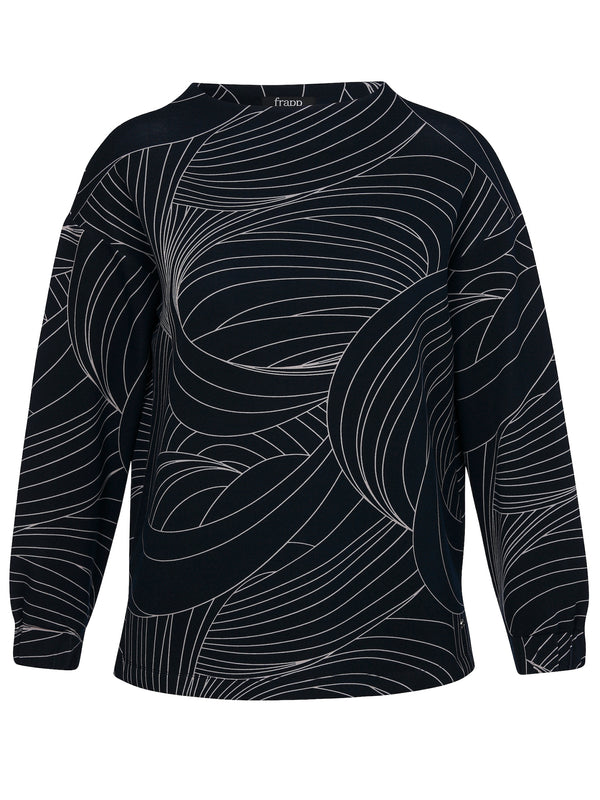 Elegantes Sweatshirt aus Scuba-Jersey - Dunkelblau/Weiß