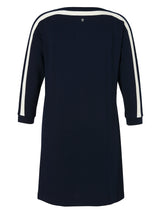 Sportliches Shift-Dress aus Scuba-Jersey - Dunkelblau/Weiß