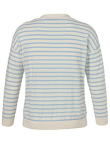 Striped Sweater with Lace-Up Details - Light Blue/Off-White