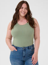 Tanktop mit Spitzen-Besatz - Salbei