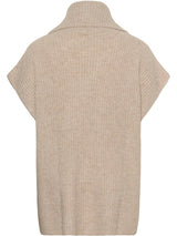 Kuscheliger Rollkragen-Poncho mit Zopfstrick  - Camel