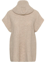 Kuscheliger Rollkragen-Poncho mit Zopfstrick  - Camel