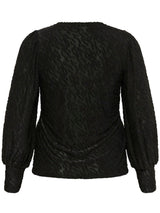 Gemustertes Shirt mit Statement-Ärmeln- Schwarz