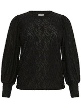 Gemustertes Shirt mit Statement-Ärmeln- Schwarz