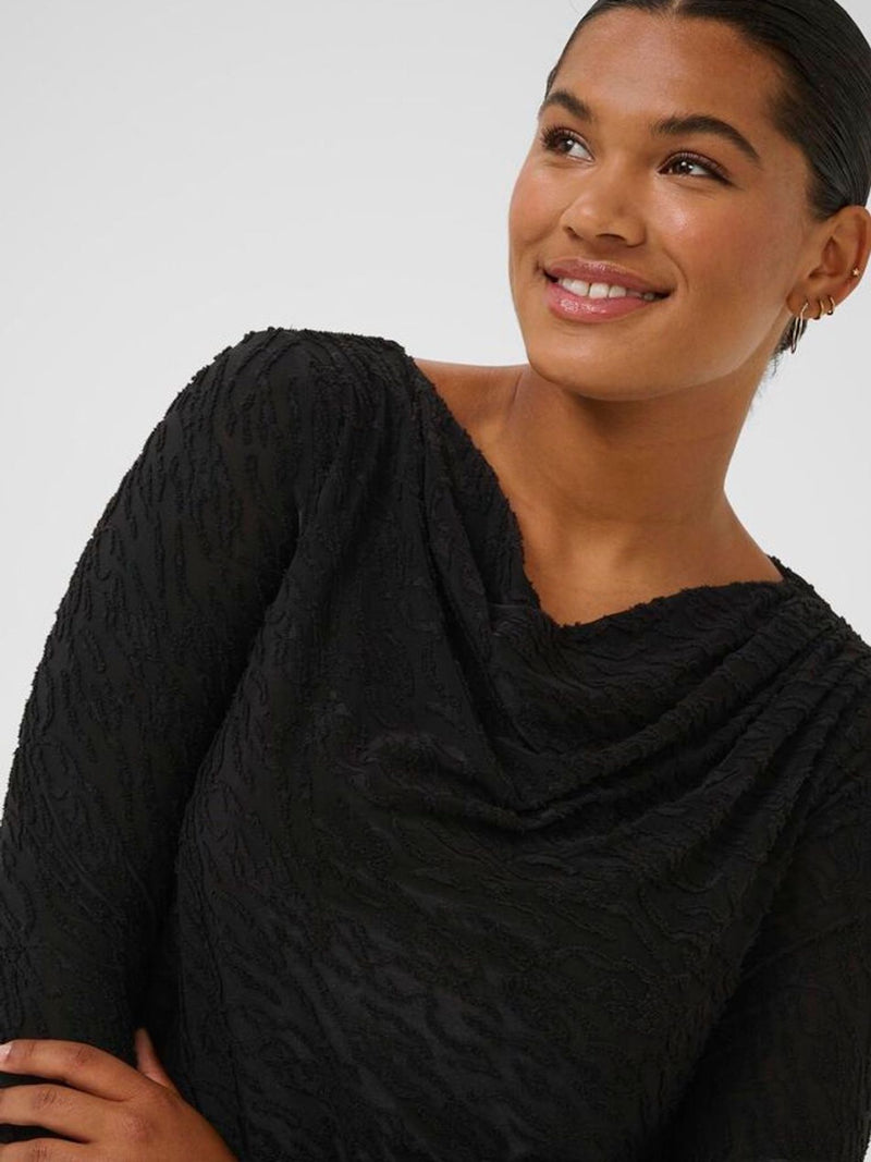 Bodycon-Dress mit Ausbrenner Muster - Schwarz