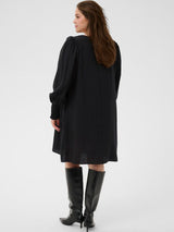 Leichtes Minikleid mit gerafften Bündchen aus Viskose - Schwarz