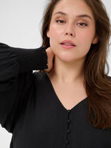 Leichtes Minikleid mit gerafften Bündchen aus Viskose - Schwarz