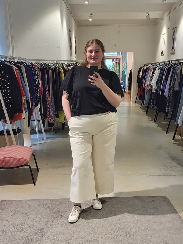 Denim Palazzo Pants - Off-White