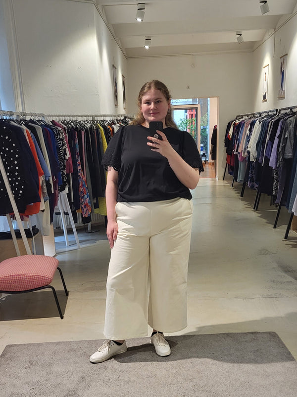 Denim Palazzo Pants - Off-White