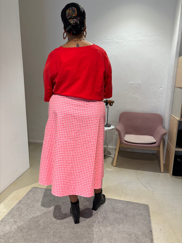 Midi Flow Skirt - Vichy - Neonpink