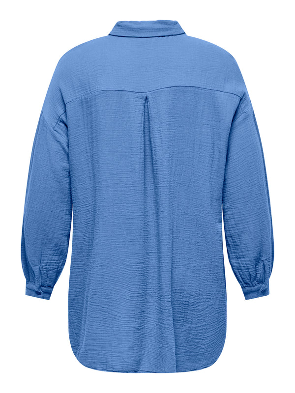 Oversize Longshirt aus Baumwoll-Musselin - Hellblau