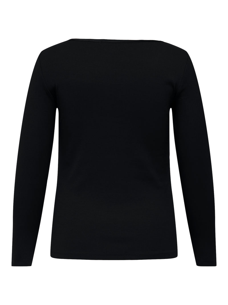 Longsleeve mit Ripp-Struktur - Schwarz