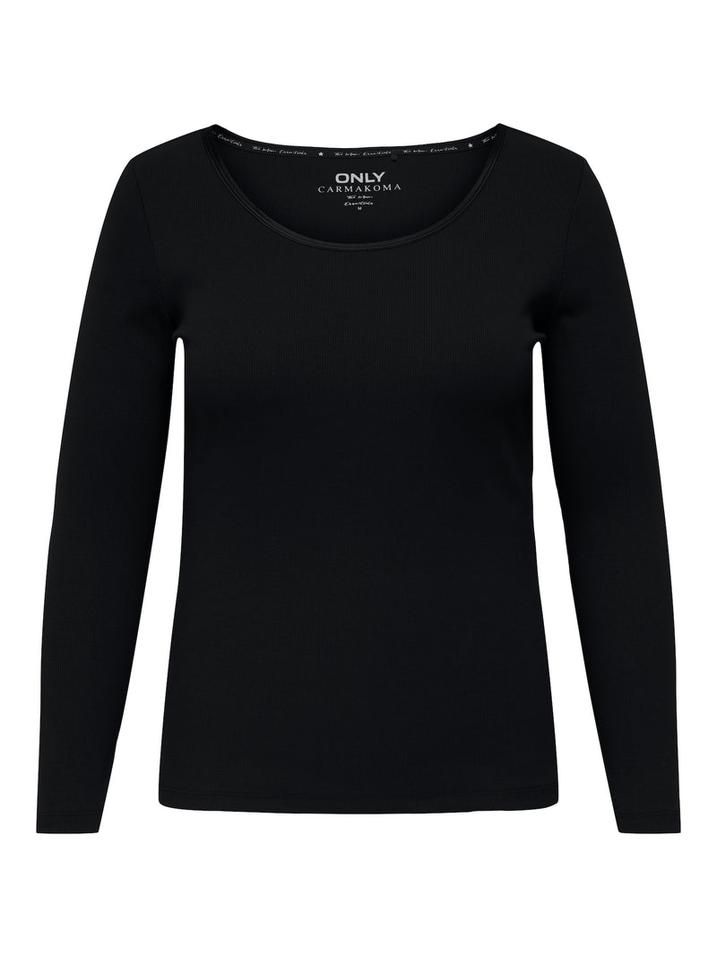 Longsleeve mit Ripp-Struktur - Schwarz