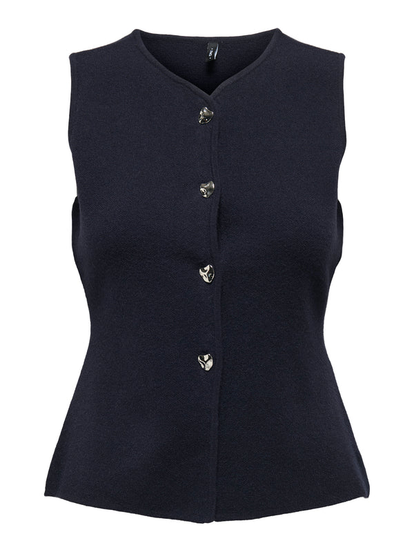 Elegante Strickweste mit Statement-Knöpfen - Nachtblau