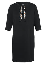 Sweaterdress mit Leo-Details - Schwarz