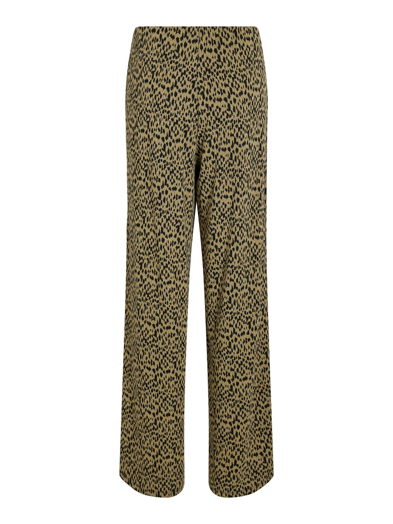 Gerippte Feinstrick-Hose mit weitem Bein -Leo Print