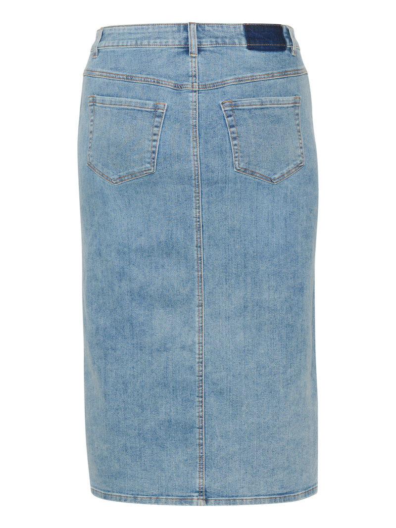 Jeans skirt in midi length - Medium Blue