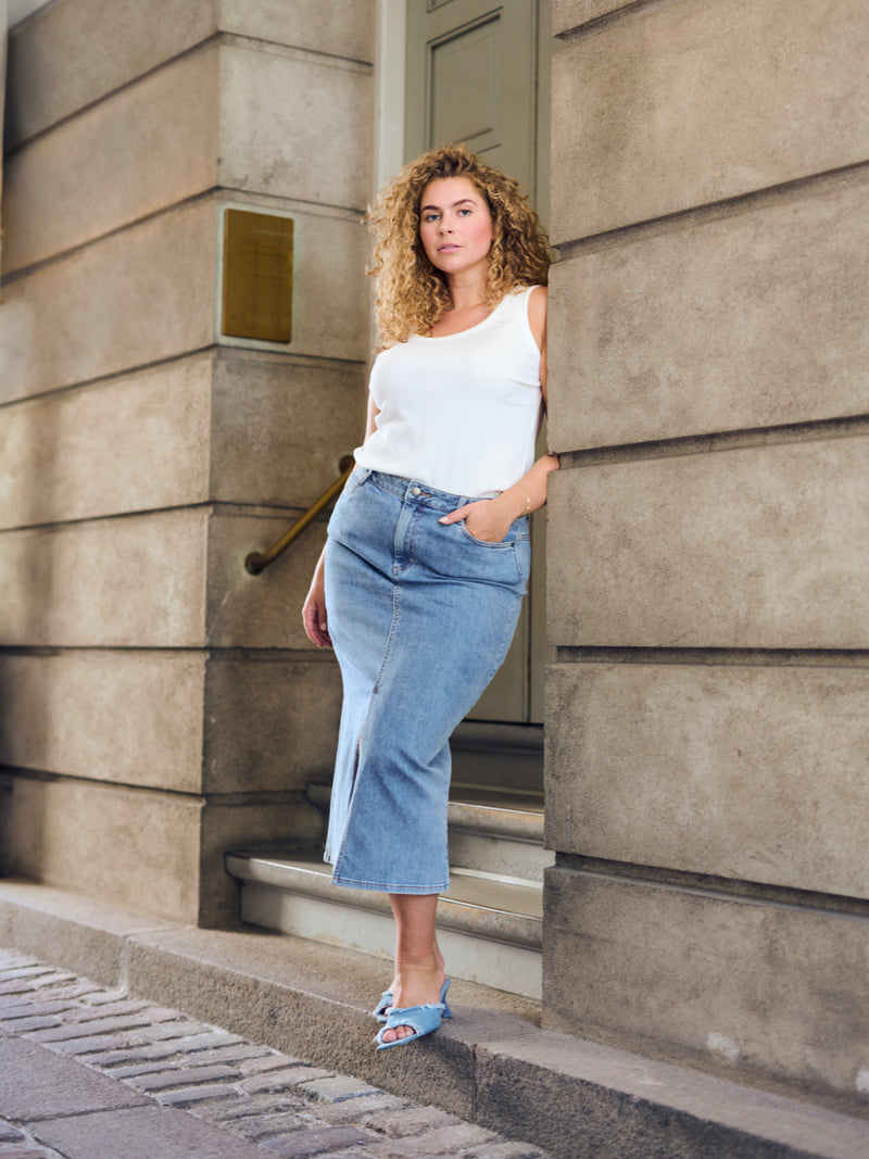 Jeans Rock mit Schlitz - Light Blue