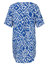 Sommerliches Tunikakleid mit Viskose - Blau/Weiß
