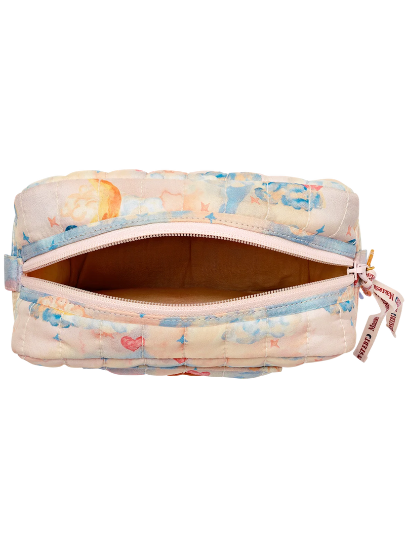 Large cosmetic bag "Big Moonshine Rose" - blue/pink