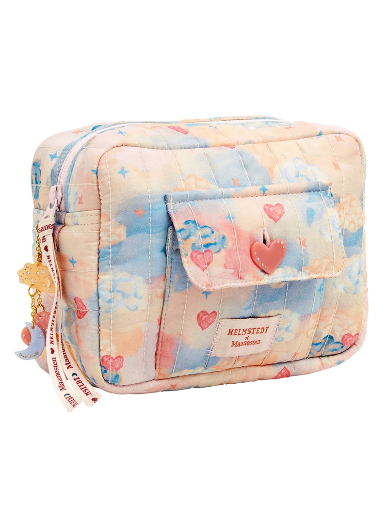 Large cosmetic bag "Big Moonshine Rose" - blue/pink