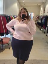 Gestreiftes Langarm Shirt mit Herz - Rosa/Off-White