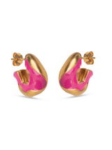 Chunky hoop earrings "Amelia" with color highlight - gold/pink